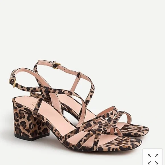 J. Crew NIB Women's Odette Leopard Strappy Sandals - Picture 1 of 3